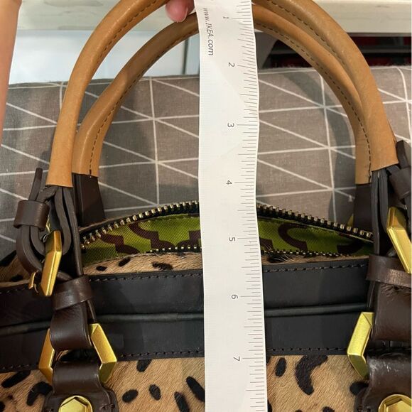 orYANY Leopard Cow Calf Hair Leather Studded Satchel Crossbody Handbag Purse Cow - Picture 11 of 16